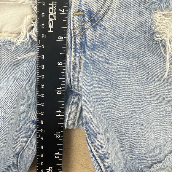 Levis 501 Shorts Womens 26 Blue Distressed High Rise Button Fly Denim Cut Off - Picture 8 of 13